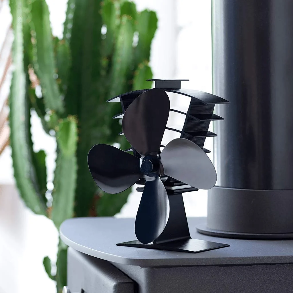 4 Blades Wood Heater Stove Fan Pellet Stove Fan Wood Camping Stove Fan No electricity Adding More Warm Air