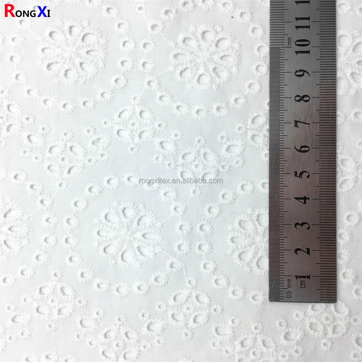 Sales China Wholesale RXF0512  Flower 100 Cotton Embroidery Eyelet fabric Soft Comfortable  Lace Fabrics for Women