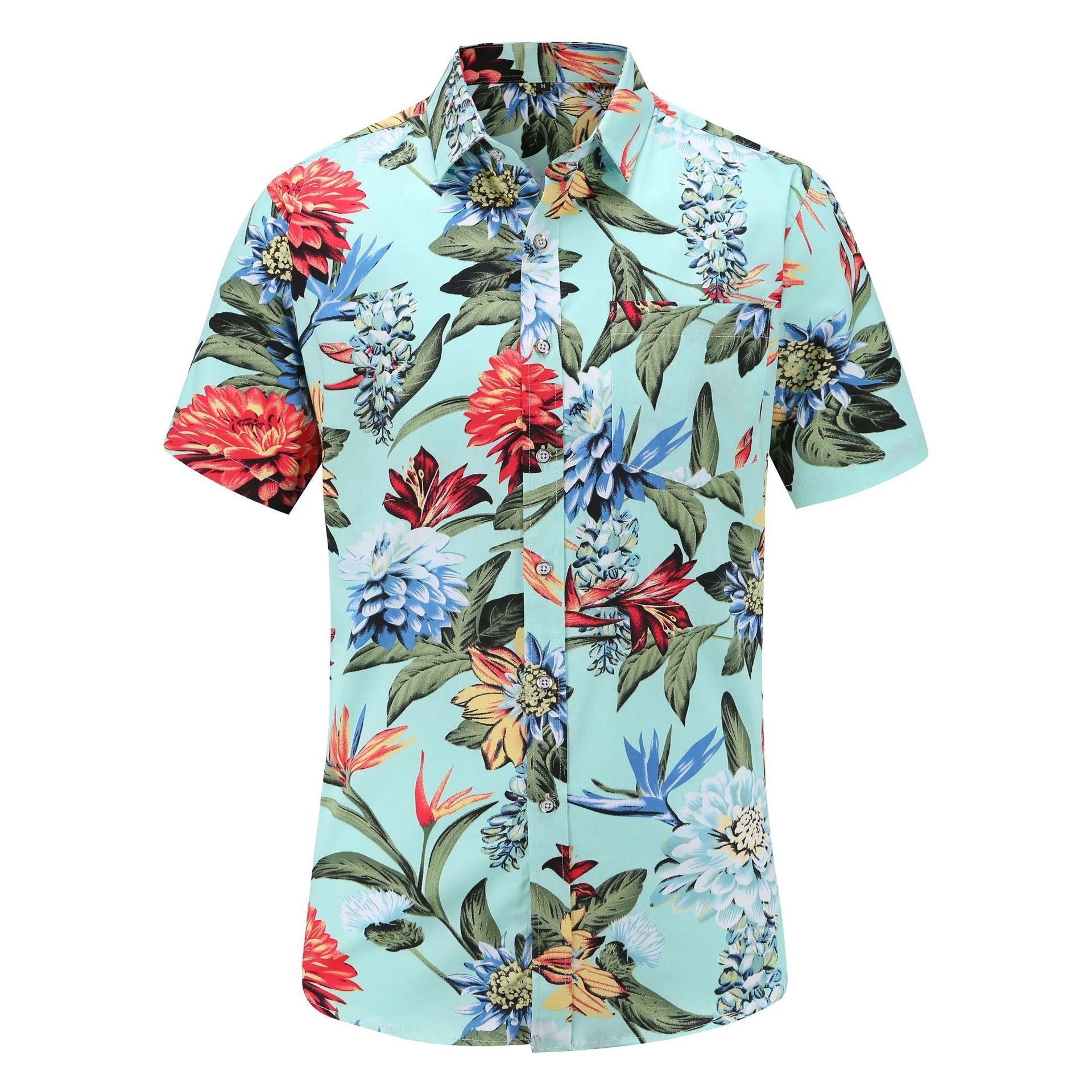 New Fashion Luxury Custom Logo Beach Flowers Shirt for Men Printed