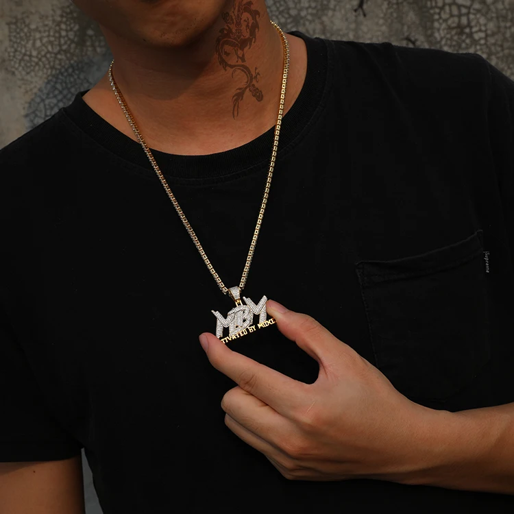 Newest Hiphop Letter Pendant Necklace Gold Plated with AAA Cubic Zirconia MBM Pendant
