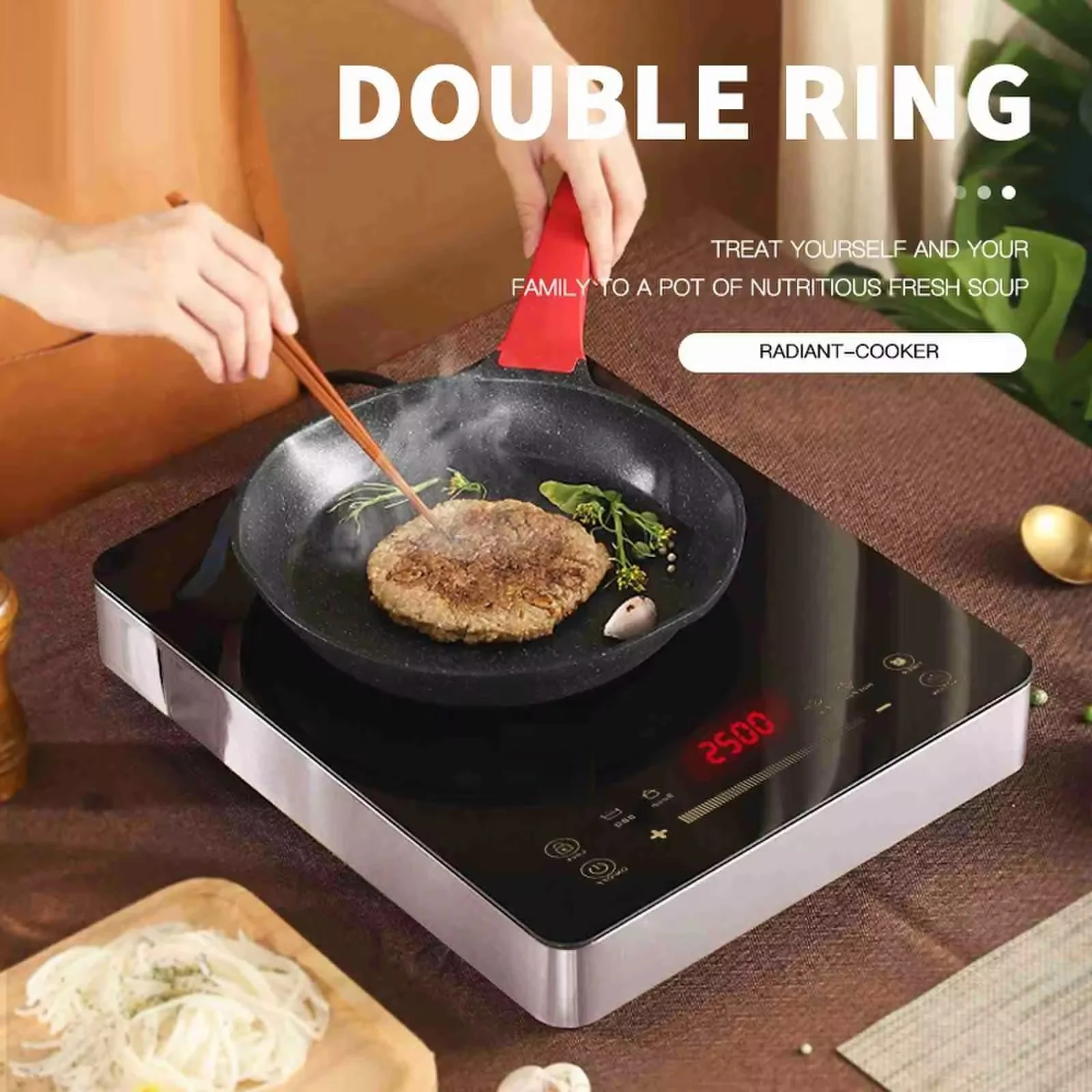 New 2000w high power electric ceramic stove household touch type electric stove with inner outer double ring heating area choose