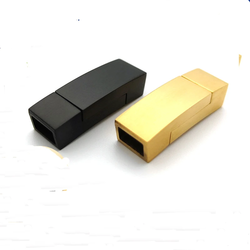 DIY Bracelet End Wire Drawing Stainless 316L Steel Leather Rope Buckle Flat  Jewelry Clasps For Bracelet Making