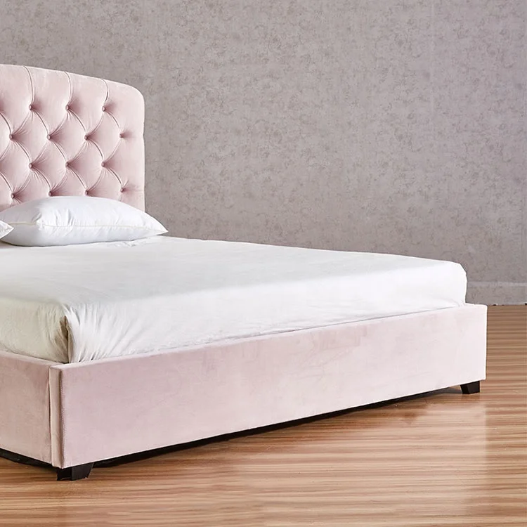 ottoman morden light luxury king size bed with pink colour also to be used to the bedroom kids house beds