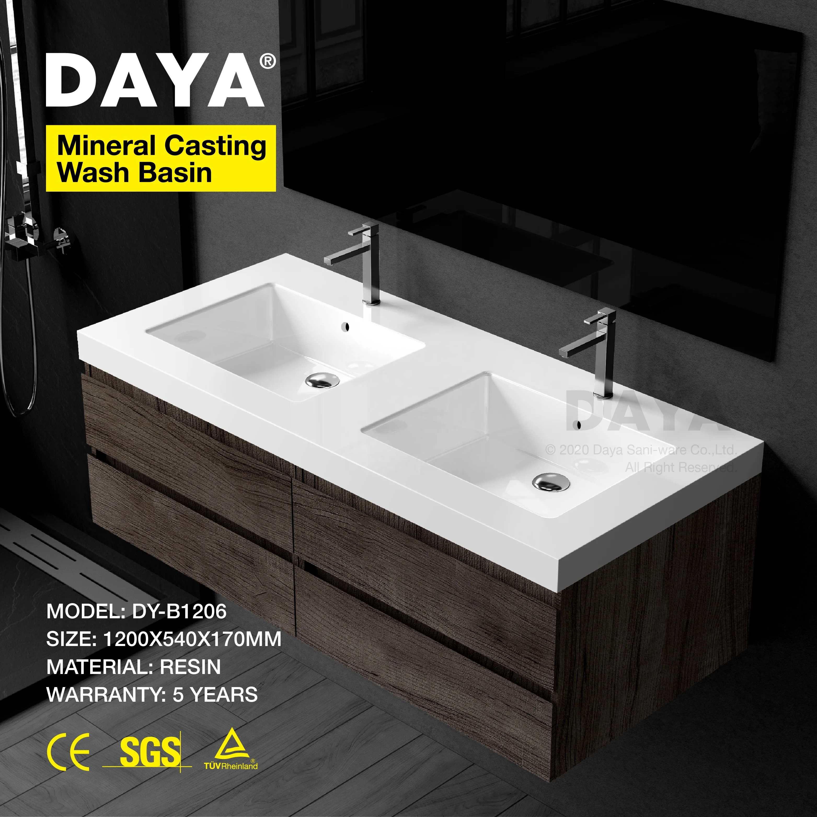 Modern Bathroom Sinks Freestanding Solid Surface Pedestal Sink With Frame Resin Stone Composite Hand Washing Basin