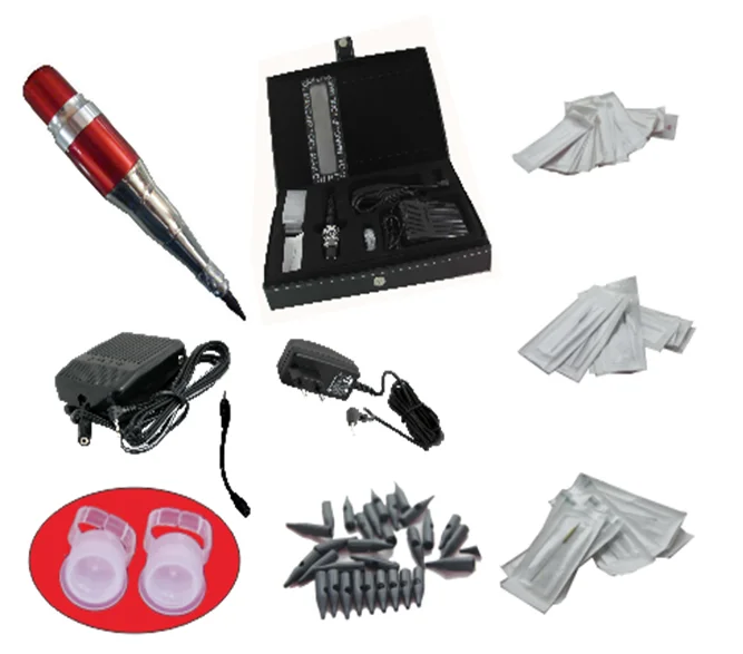 1 Set Complete Makeup Tattoo Machine Kit  Makeup Cosmetic Kit With Foot Pedal Tattoo Gun Needles for free shipping