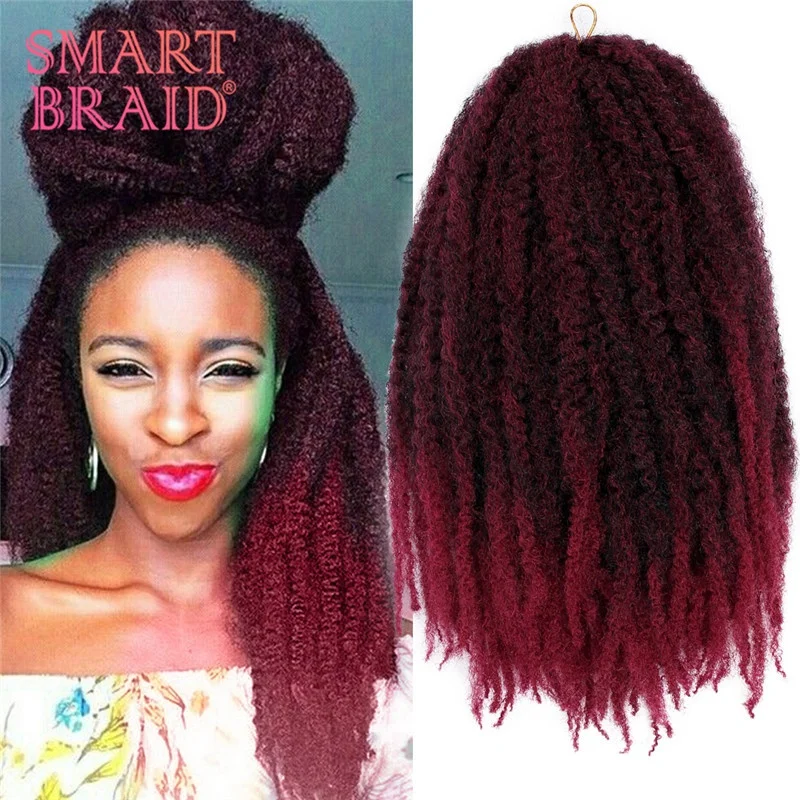 Ombre Marley Twist Hair Soft Synthetic Crochet Braids Hair Extensions Bulk Synthetic Braiding Hair Afro Kinky Marley Braids