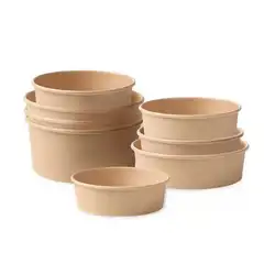 New Arrival 6 8 12Oz Take Out Kraft Paper Bowl Lid Container Noodle Packaging Custom Disposable Biodegradable Soup Cup