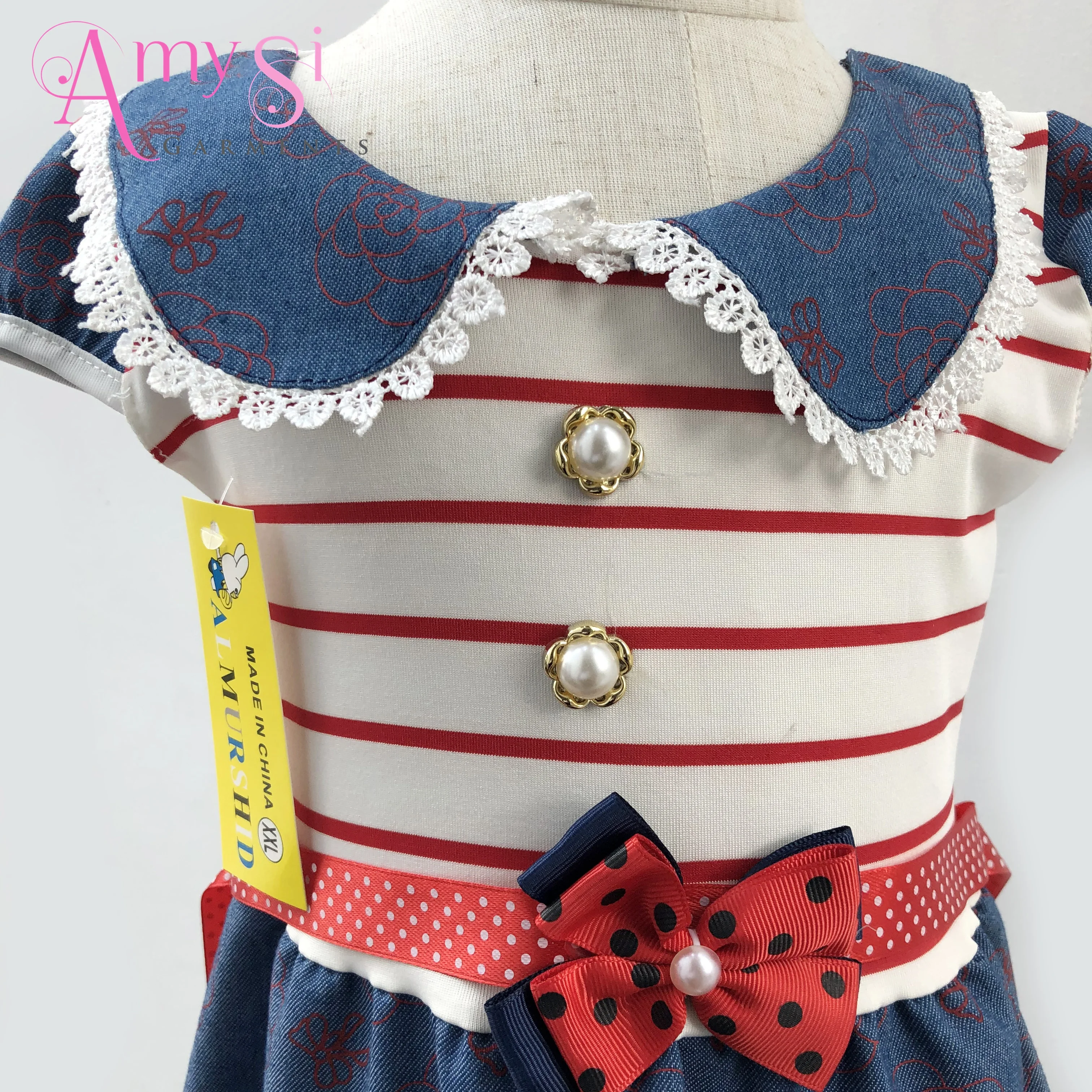 MQL004 Free Shipping wholesale yiwu market kids garments baby girls summer denim dress for 1 - 2 years old