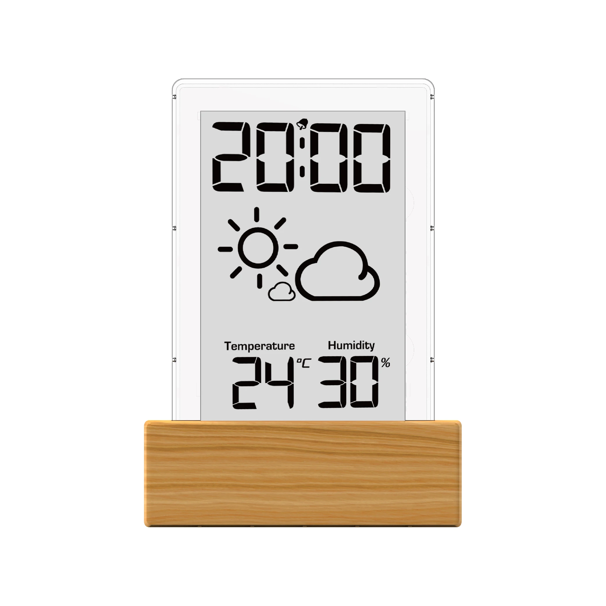 Ewetime transparent lcd weather clock temperature and humidity