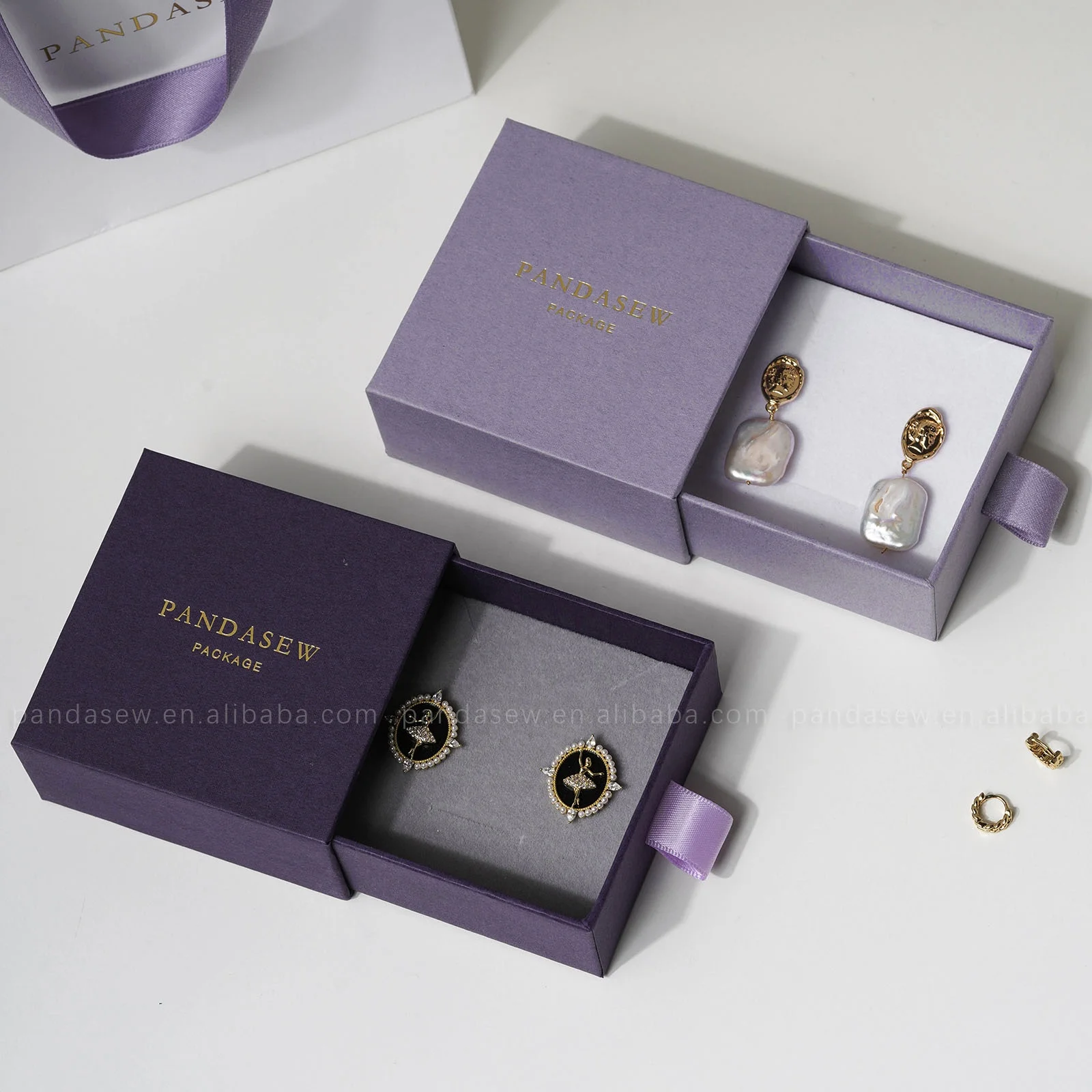 PandaSew custom logo luxury jewelry gift packaging drawer box necklace packaging ring jewelry boxes