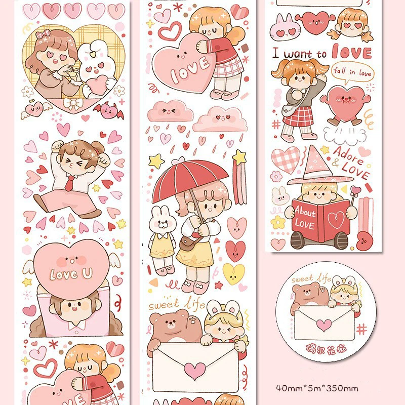 Wholesale characters sweet hand account and paper tape food love wear Korean cute decorative stickers