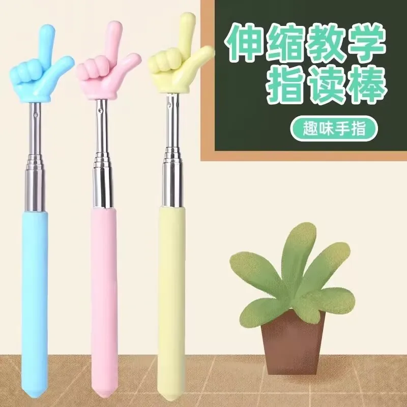 Unisex Retractable Finger Reading Stick Cute Teacher Design Baton for Early Childhood Whip Reading Tool