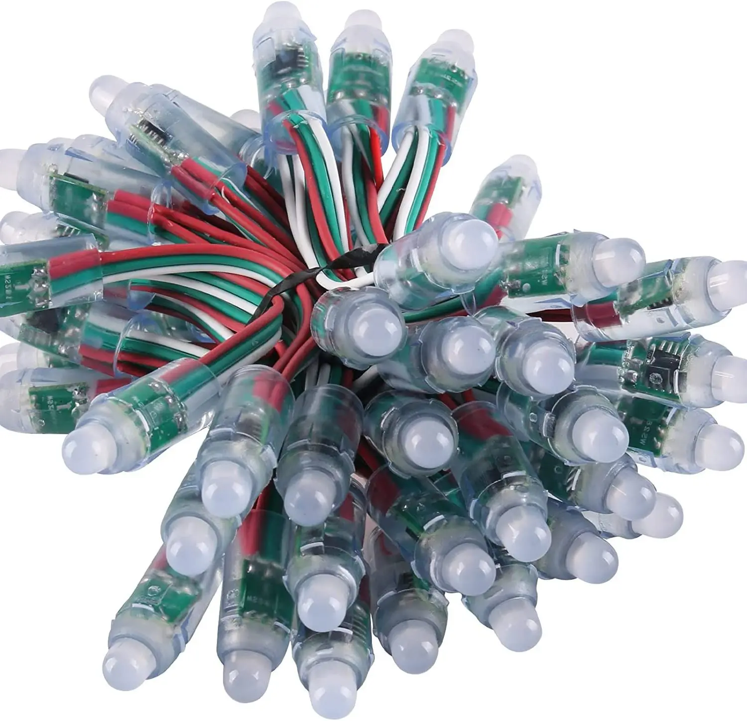 WS2811 12mm Digital RGB LED Pixel Light Individually Addressable LED Pixels Module IP68 Waterproof DC 5V 50pcs