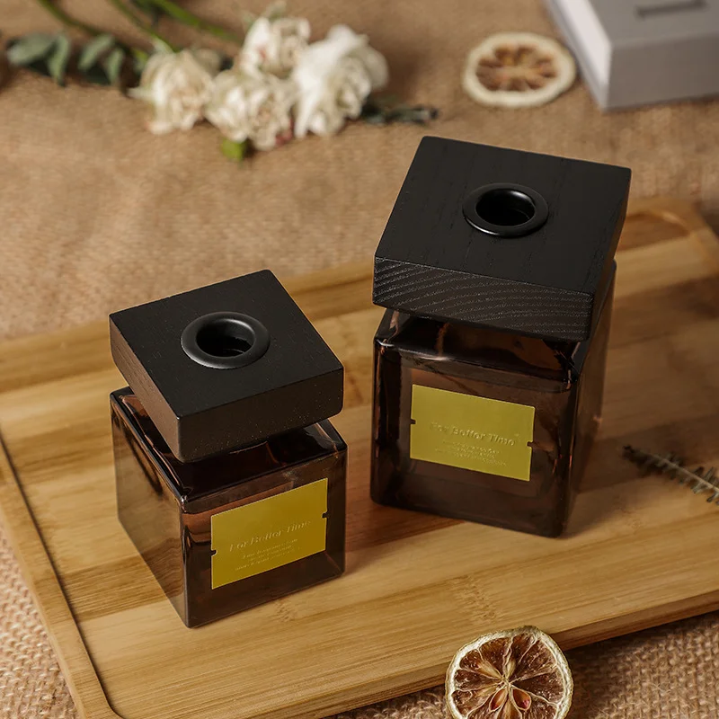 Luxury Home Fragrance Reed Diffuser New Arrival Reed Diffuser Black Wood Lid 100Ml Natural Stick Reed Diffuser For Gift