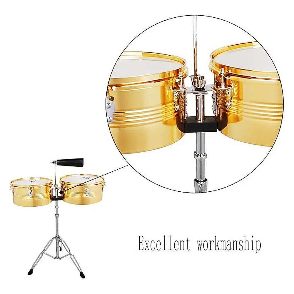 JELO AY-TB20 Professional Timbales Percussion Drums Kit 13 14 Inch Classic Finish Outstanding Tone Strong Durability Full
