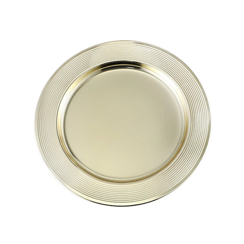 Electro plating treatment dinner plate stainless steel cake plate pie dish service plates with color options