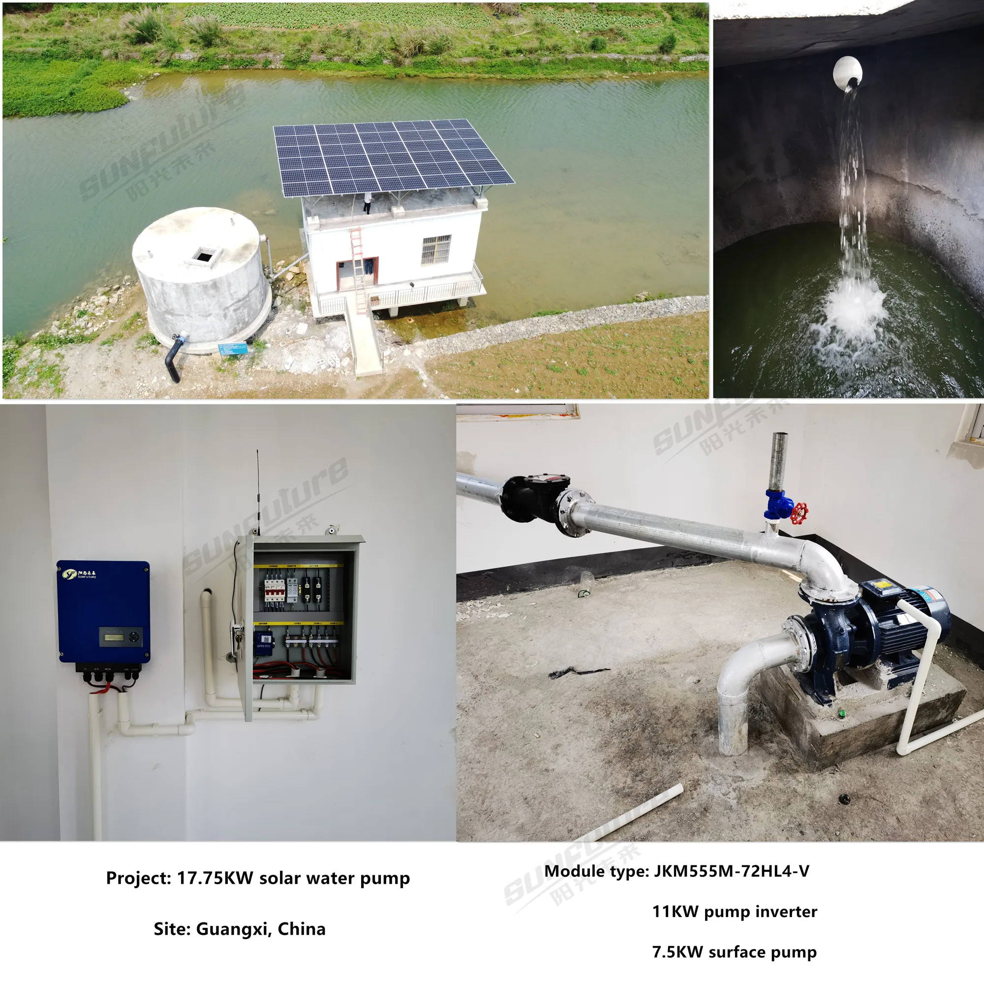 SUNFUTURE 1-18m3/h Flow Rate 140-200 Meter Depth 2.2KW Solar Borehole Water Pump System for Agriculture