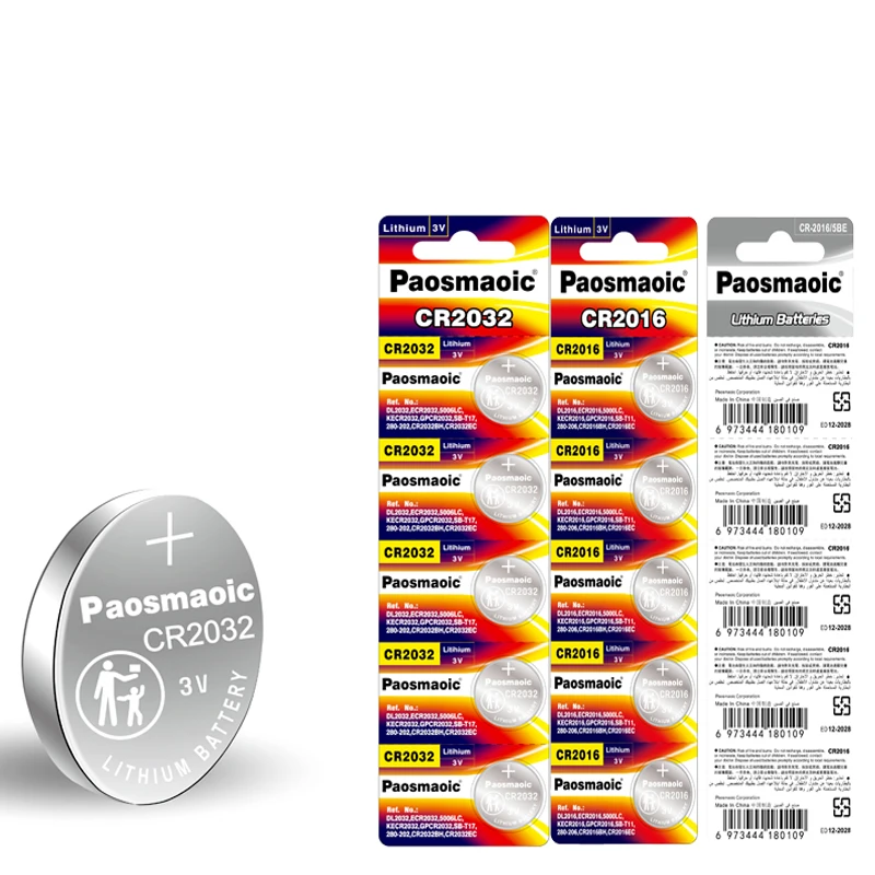 Paosmaoic General CR2450 CR2032 CR2025 CR1632 CR2016 Button Cell LiMnO2 Primary Lithium Battery