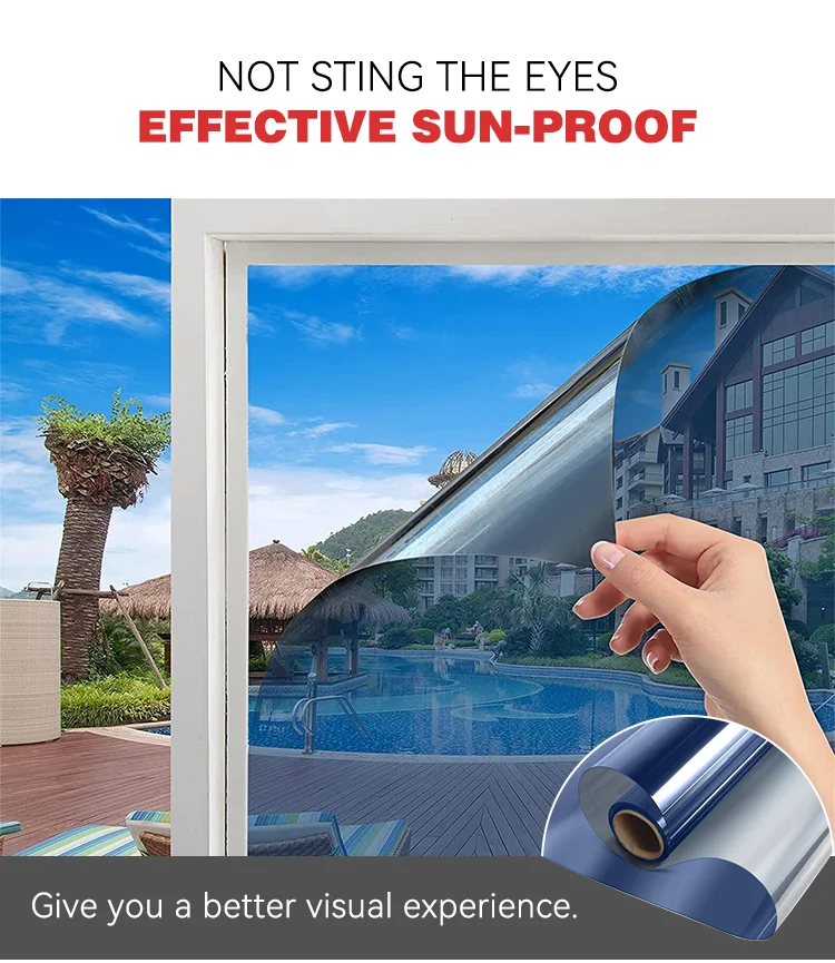 5% 15% Silver Mirror Mylar Mirror Film Window Pet Film 0.5% Reflective Control Insulation Pet Building Uv Protection Glass Film