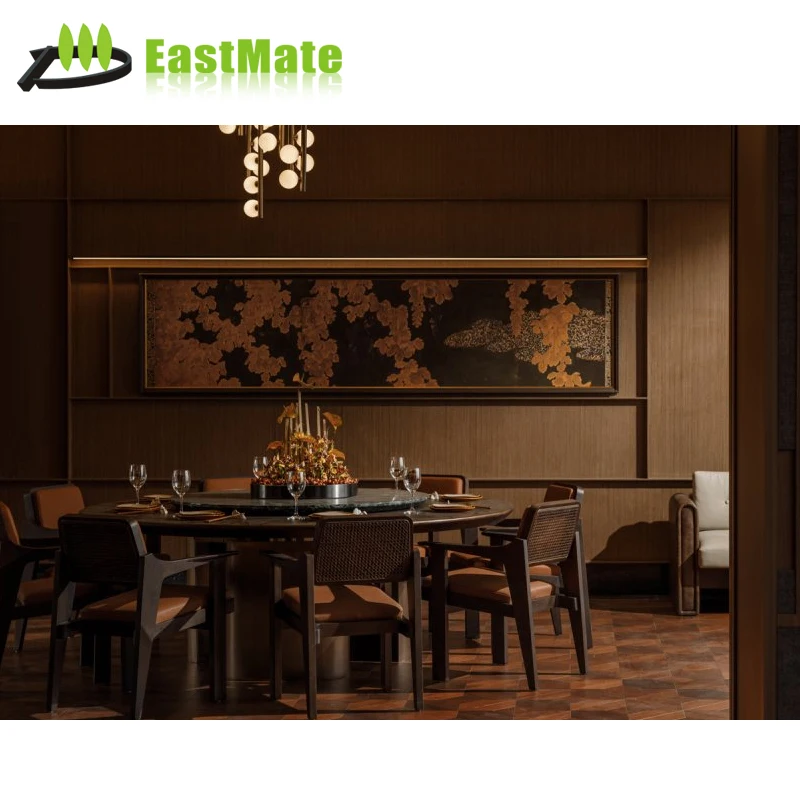 Hotel Restaurant Furniture Customized 5 Star Restaurant Set Solid Wood Round Dining Table Wooden Modern Booth Luxurious Retro