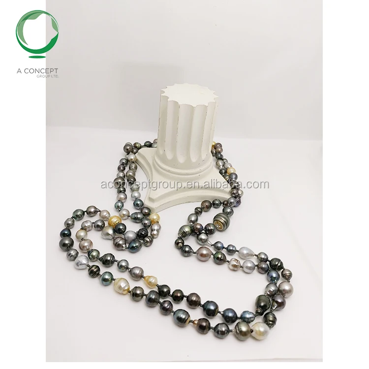 Лидер продаж, разноцветное ожерелье из таитянского черного жемчуга толщиной 8-13 мм, 160 см