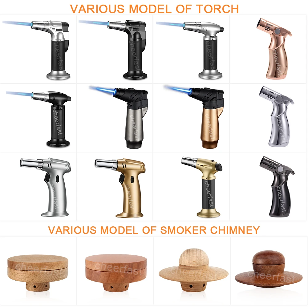 Wooden Box Cocktail Smoker Kit Gift Set Whiskey Smoker Infuser Kit For Drinking With Granite Ice Cube Torch And Wood Chips