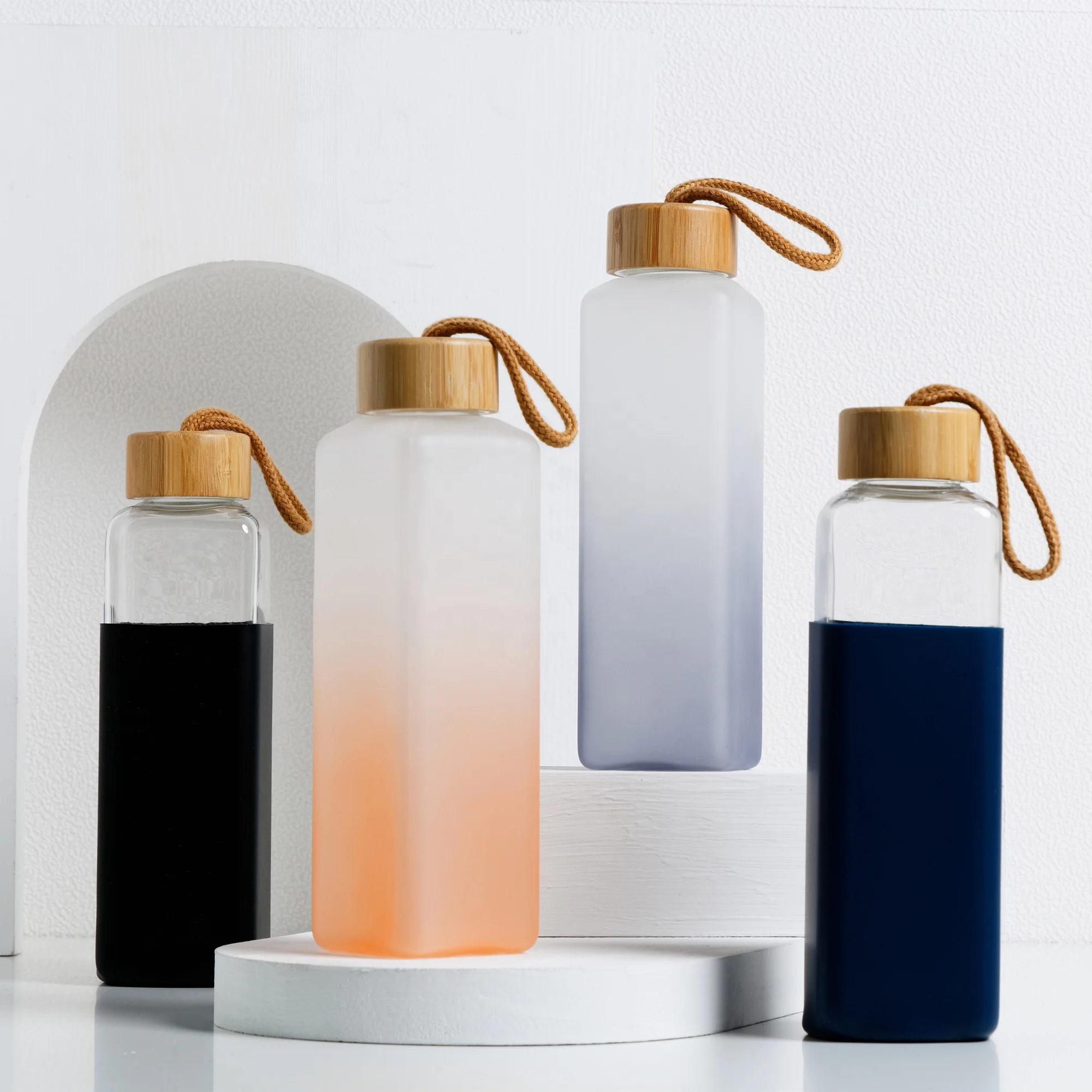 recycled sport square no plastic sublimation frosted glass water bottle accept print logo