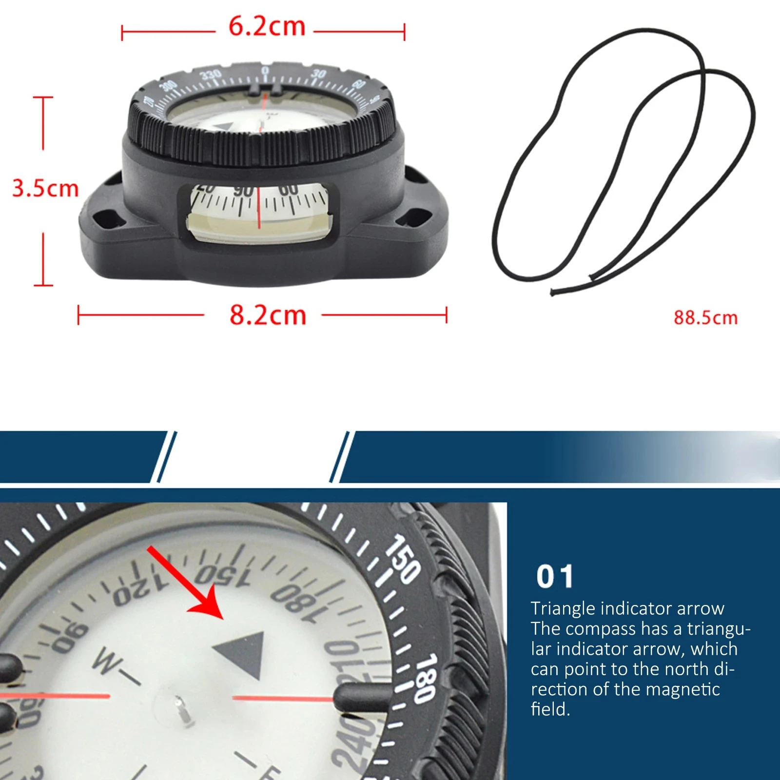 50m Watch Balanced Waterproof Luminous Compass Underwater Diving Scuba Compass