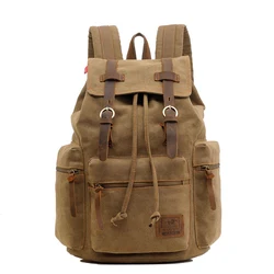 High Quality Large-Capacity Wear-Resistant Shock-Resistant Waxed Canvas Backpack for Men Outdoor Activities