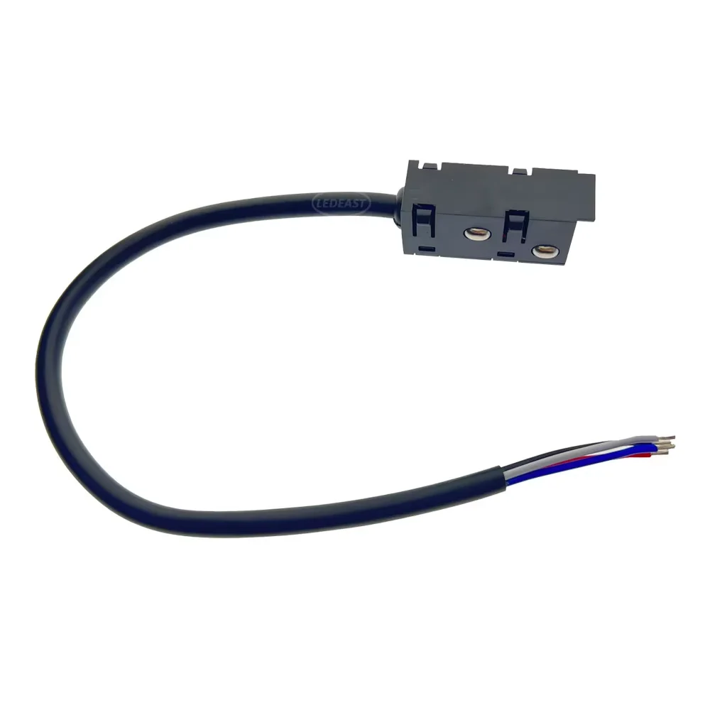 LEDEAST CXW-EFH DC48V Low Voltage Magnetic Home Track Lighting 4 PIN Power Feeder With Wires for Curved Track Rail