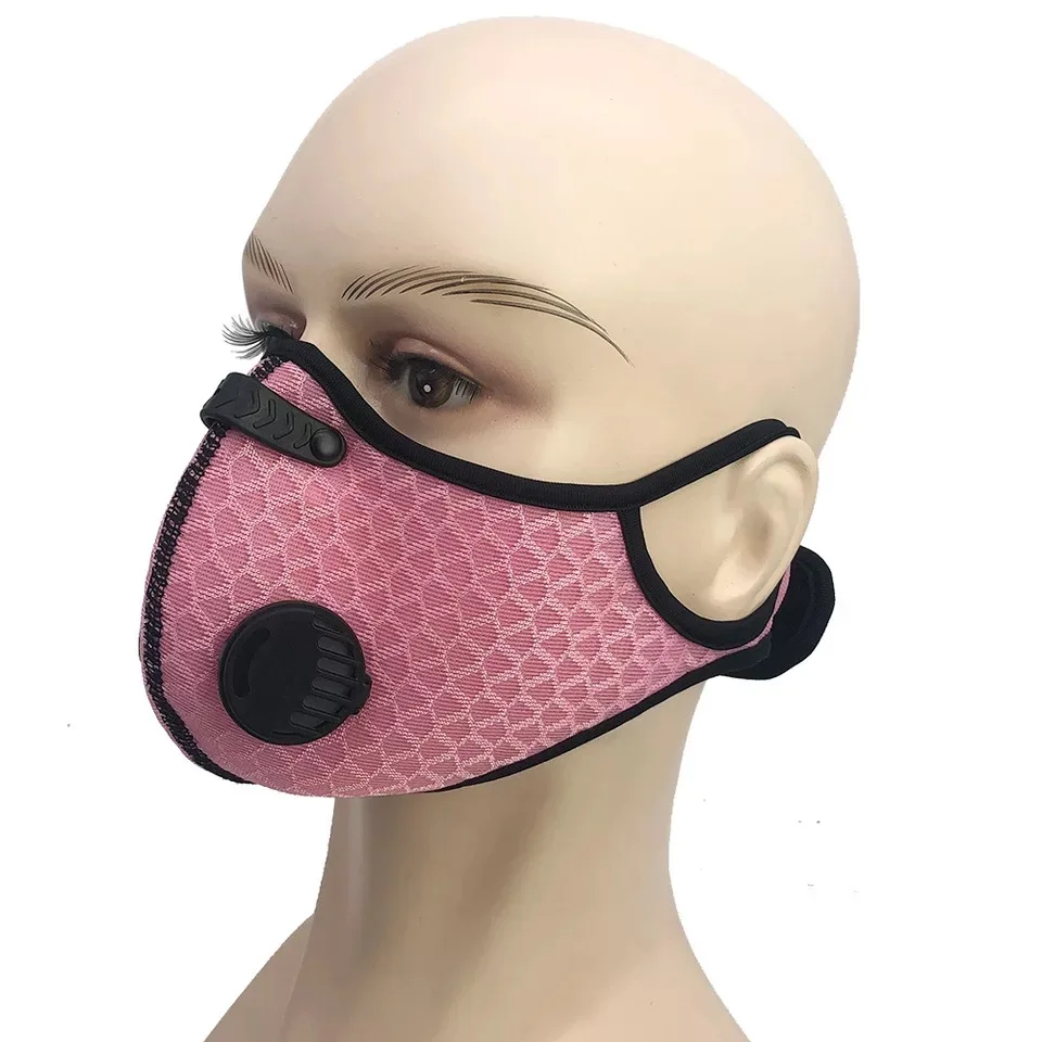 Outdoor Cycling Maskes with 5 layer Filter Carbon Cloth Mouth Maskes Fashion Sport Face Maskes with Valve for Dust