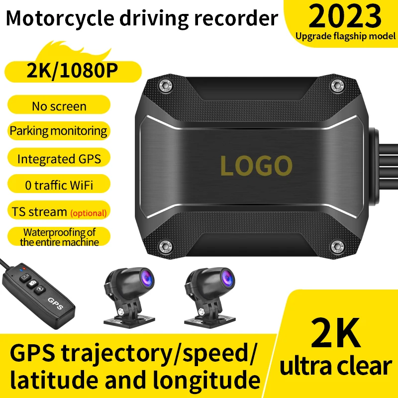 MOTO WiFi Motorcycle DVR Dash Cam 2K/1080P Full HD Front Rear View Waterproof Lens Motorbike Camera GPS Logger Recorder Box