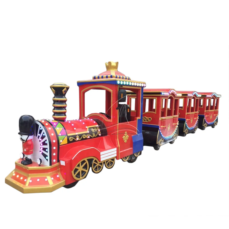 Hot Sale Kiddie 14 Seats Train Ride Funfair Attractions Clown Themed Trasckless Train Battery Powered Kids Small Trackless Train