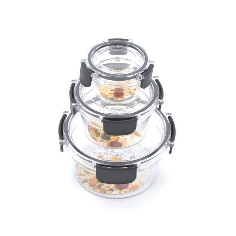 
Hot sale 2 sections air tight vacuum hand pump plastic storage containers latching lids food container black hd 