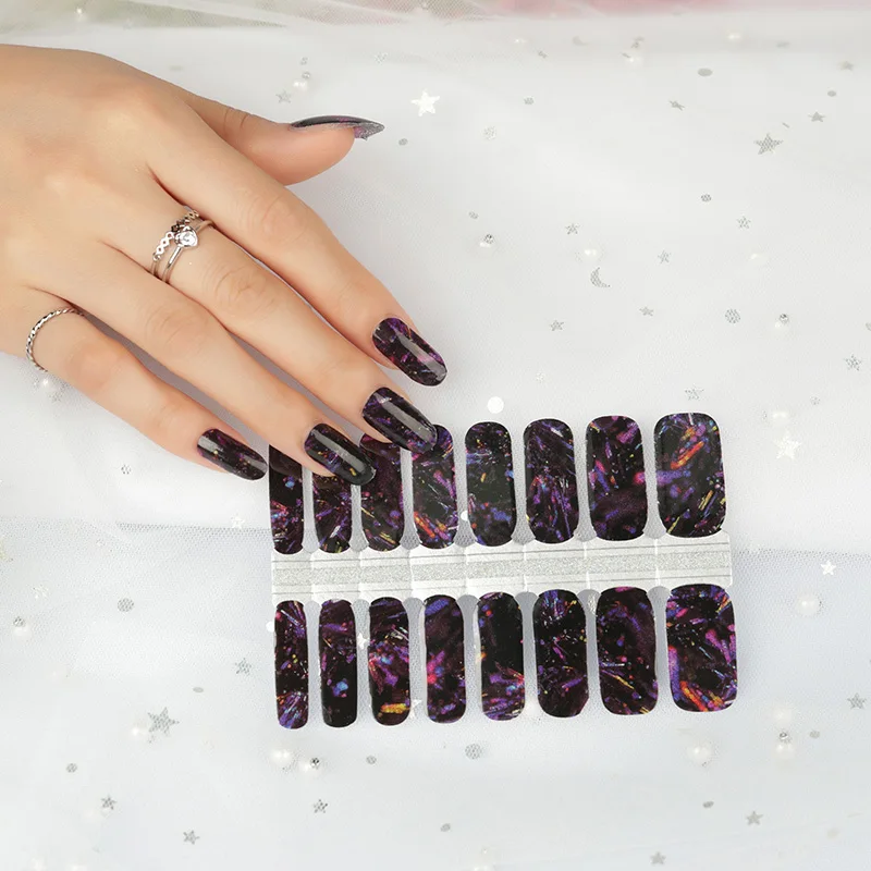 Colorful glitter flowing pattern real nail polish strips nail wraps nail stickers