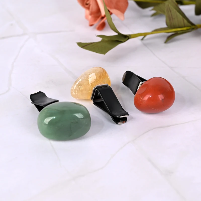 Bow Vent Clips, Natural Crystal Bow Car Diffuser Vent Clip tumble stones Bow Car Interior Decor Bling Car Accessories for Girls