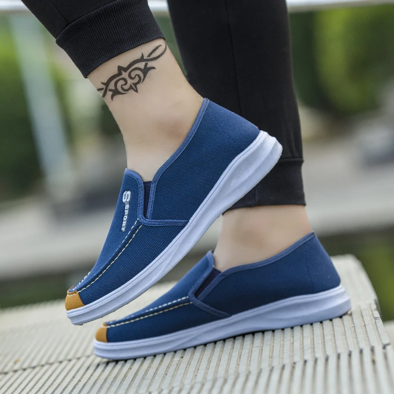 Летние мужские парусиновые туфли на заказ, джинсовые парусиновые туфли