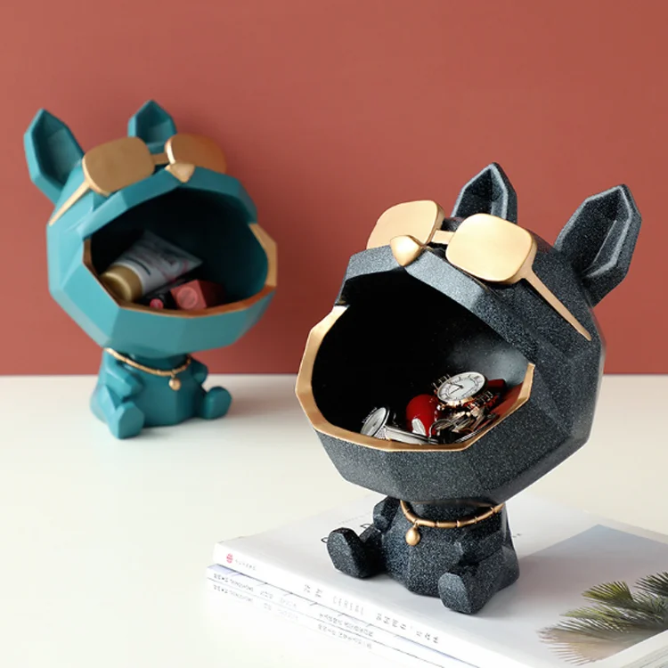  Modern luxury home decor gift resin art sculpture figurine dog storage
