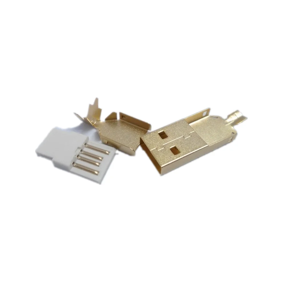24k Gold plated Type A USB 2.0 Male Connector Plug Solder Type Usb Connector