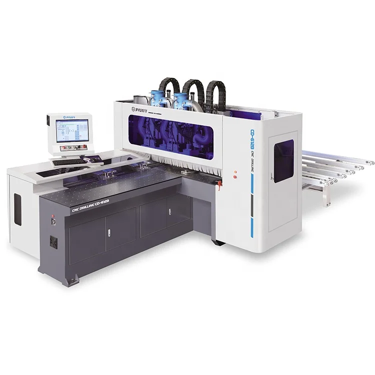 Woodworking automatic 6 sides CNC boring drilling and grooving machine