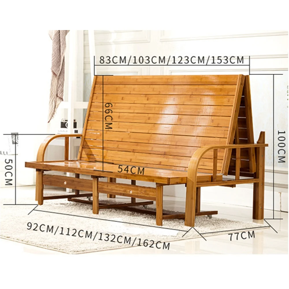 Living room furniture natural folding bamboo sofa bed for home bedroom hotel