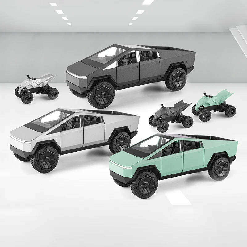 1:24 Cyberpunk Pickup Truck Model Alloy Simulation Sound And Light Pull Back Vehicle 1/24 Diecast Model Cars Toys