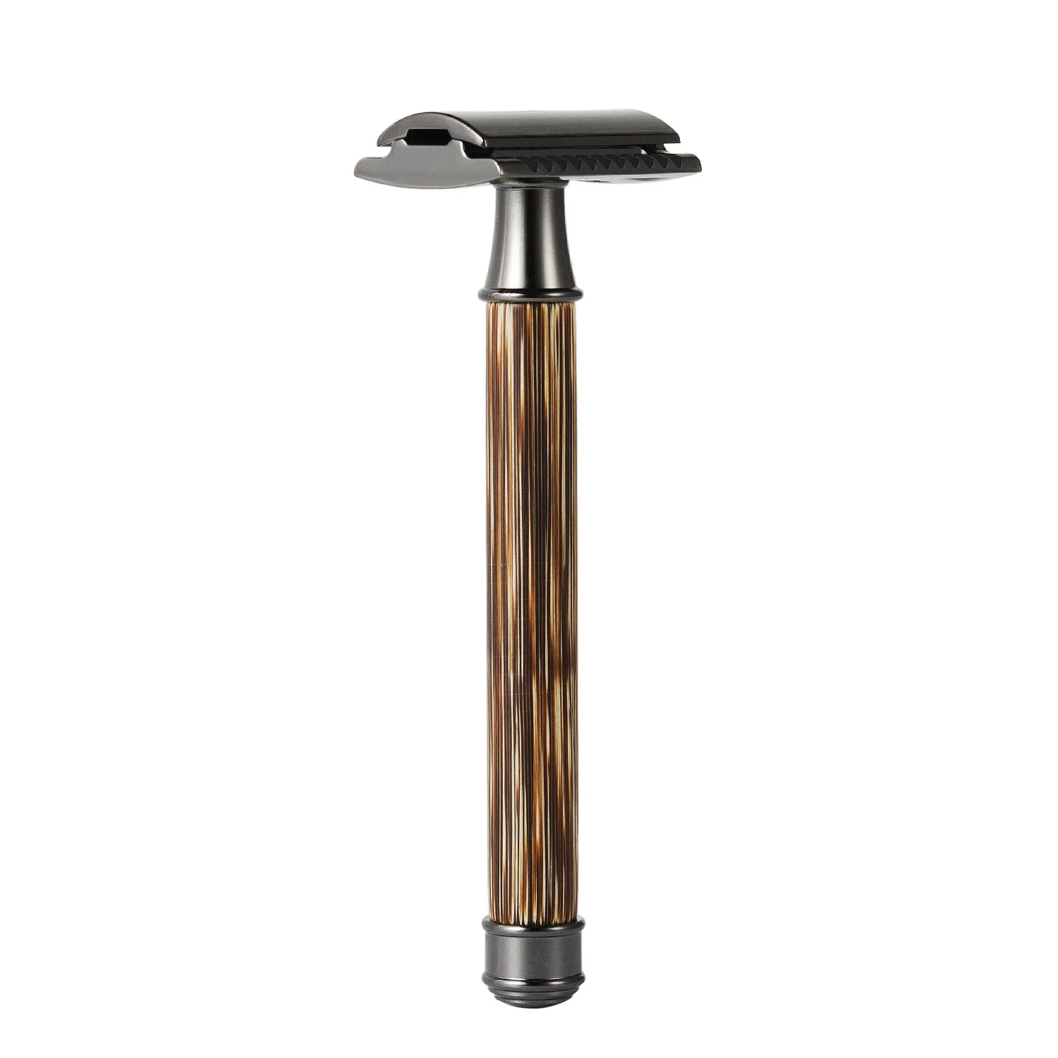 Natural Bamboo Safety Razor with Gun Metal Razor Head