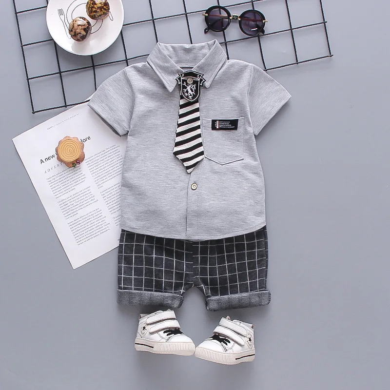 New Fashion  Baby Boys Clothes Suit Children Casual Shirt Shorts 2Pcs/Sets Toddler Sports Costume Outfits Kids Tracksuits