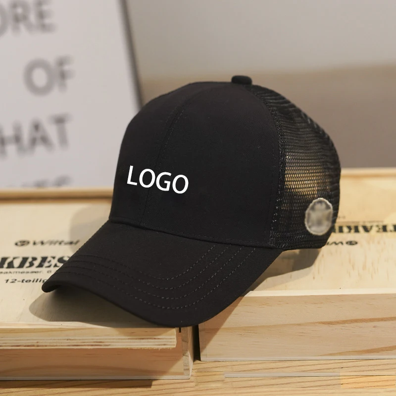Adults 6 Panel Mesh Trucker Cap, 100% Cotton Custom Embroidery Plain Mesh Trucker Hat