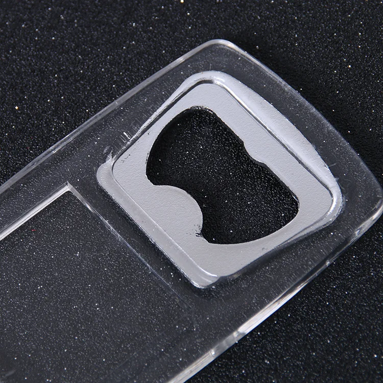 Clear Key Holder Beer Opener Plastic Multi Tool Keyring Promotion Insert Photo Transparent Acrylic Bottle Opener Keychain