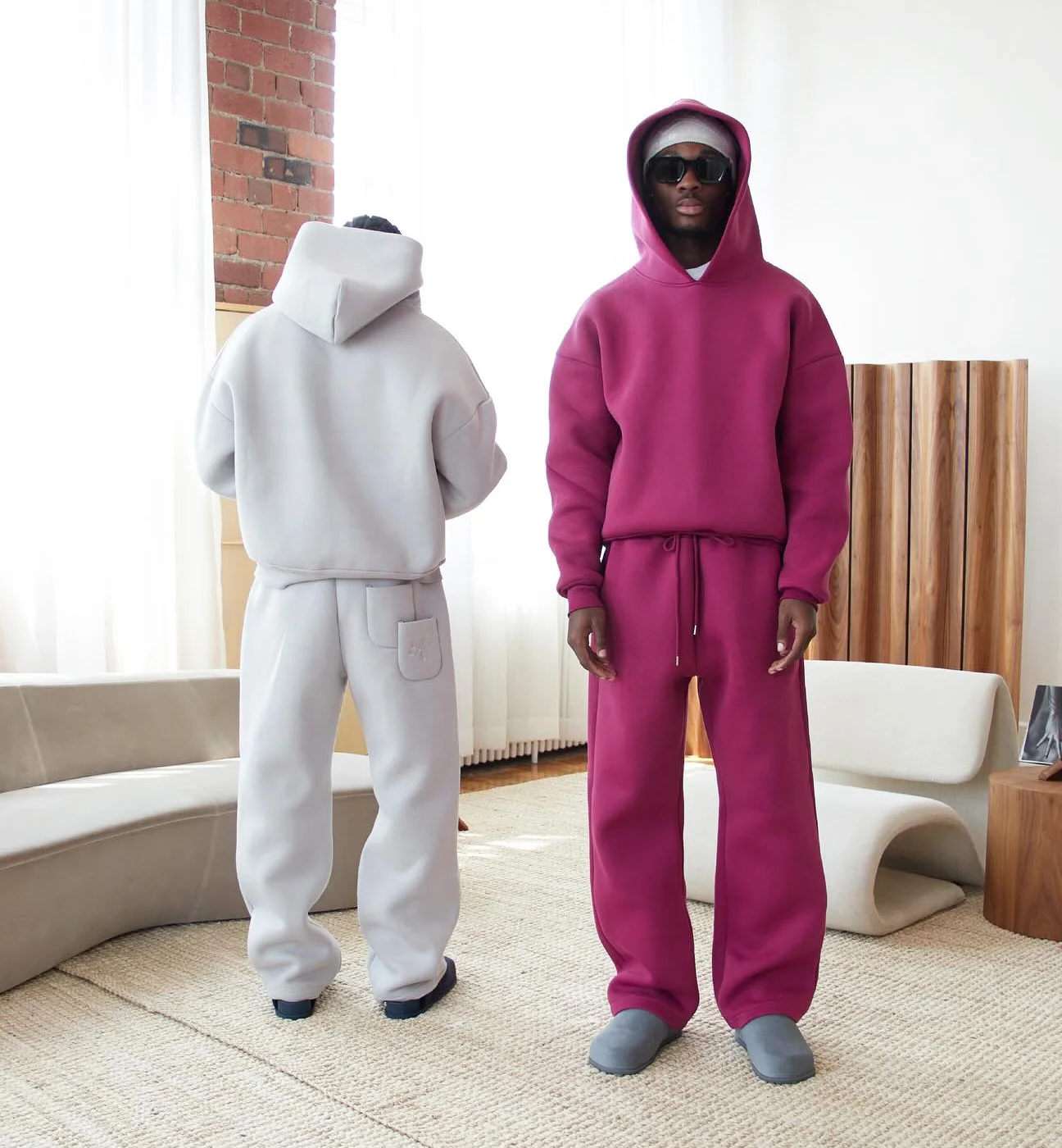 2 Pieces Baggy Boxy Heavy Weight Oversized Hoodie And Joggers Pants Sets 100% Cotton Blank Jogging Men Tracksuits Sweat Suits