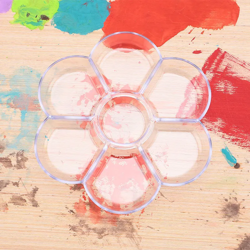 Wholesale Clear Paint Watercolor Palette Empty Paint Palette Portable Acrylic Oil Artist Paint Plum Shape Palette