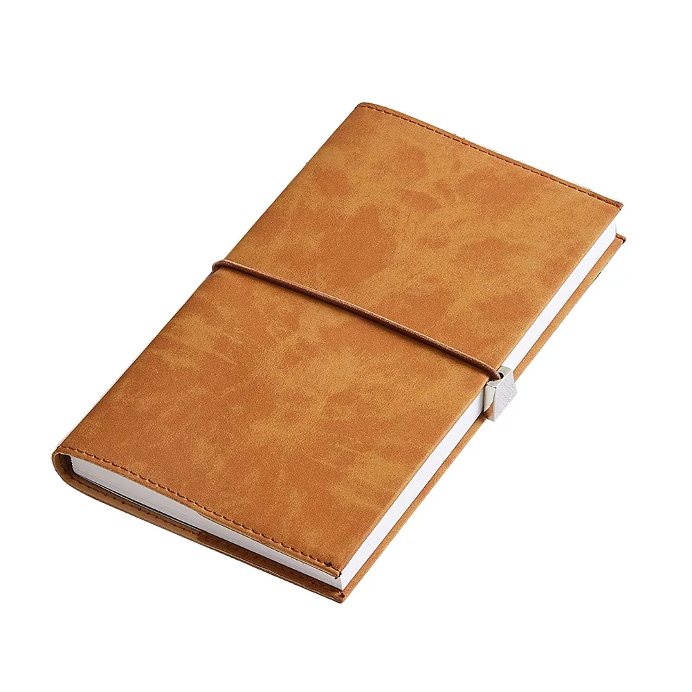 Customized Journal Cover Elegant Hardcover Notepad Elastic Band Notebook Light Blue Travel Journal Premium Suede Leather Planner