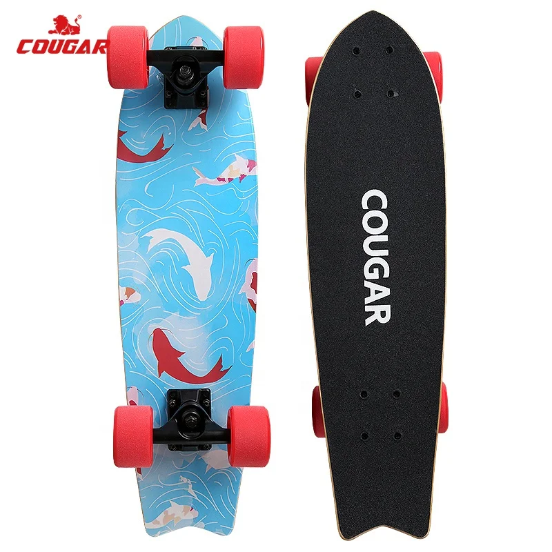Cougar Small Fish Skateboard Short board Single Rocker 7 Layer Maple Double Kick Deck Complete Cruiser Trick Skateboards